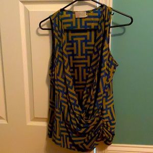 Gold and Navy crisscross plunge top